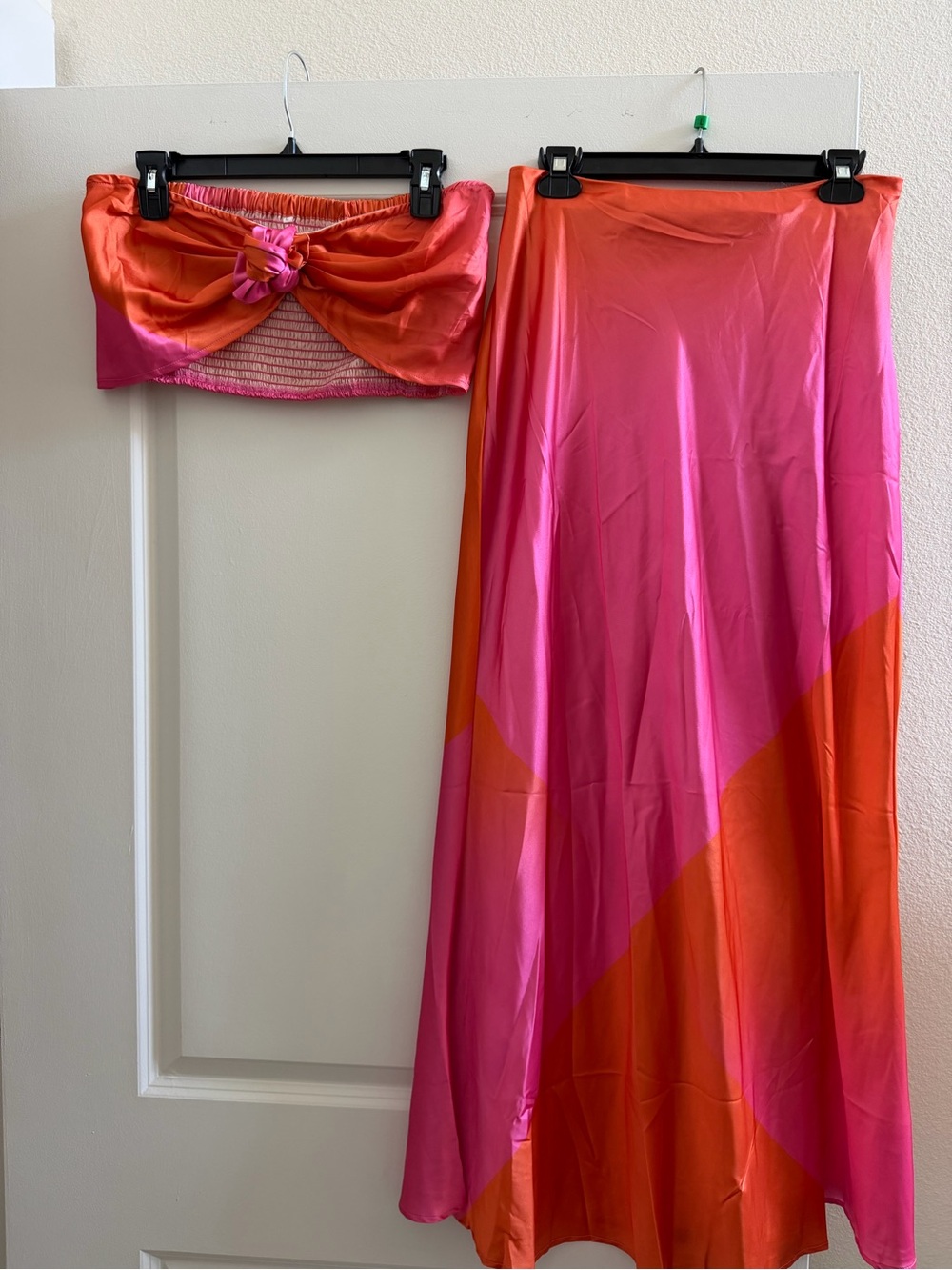 Pink & Orange Ombre Maxi Skirt and Bandeau Top